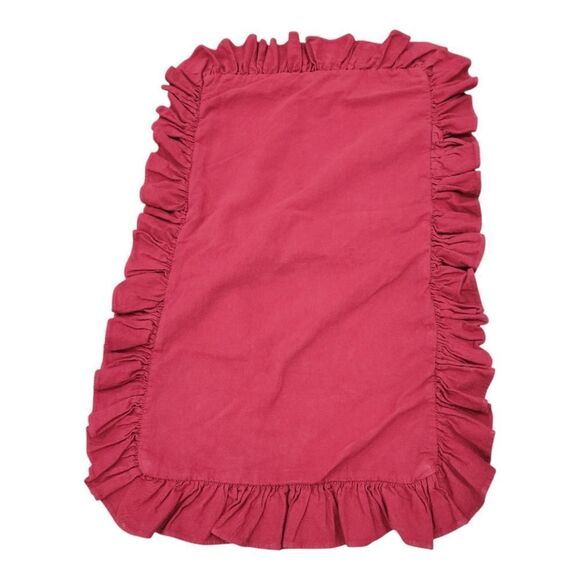 Vintage Ralph Lauren Vintage Cotton Ruffle Pillow Sham Red Made in USA - Picture 1 of 4